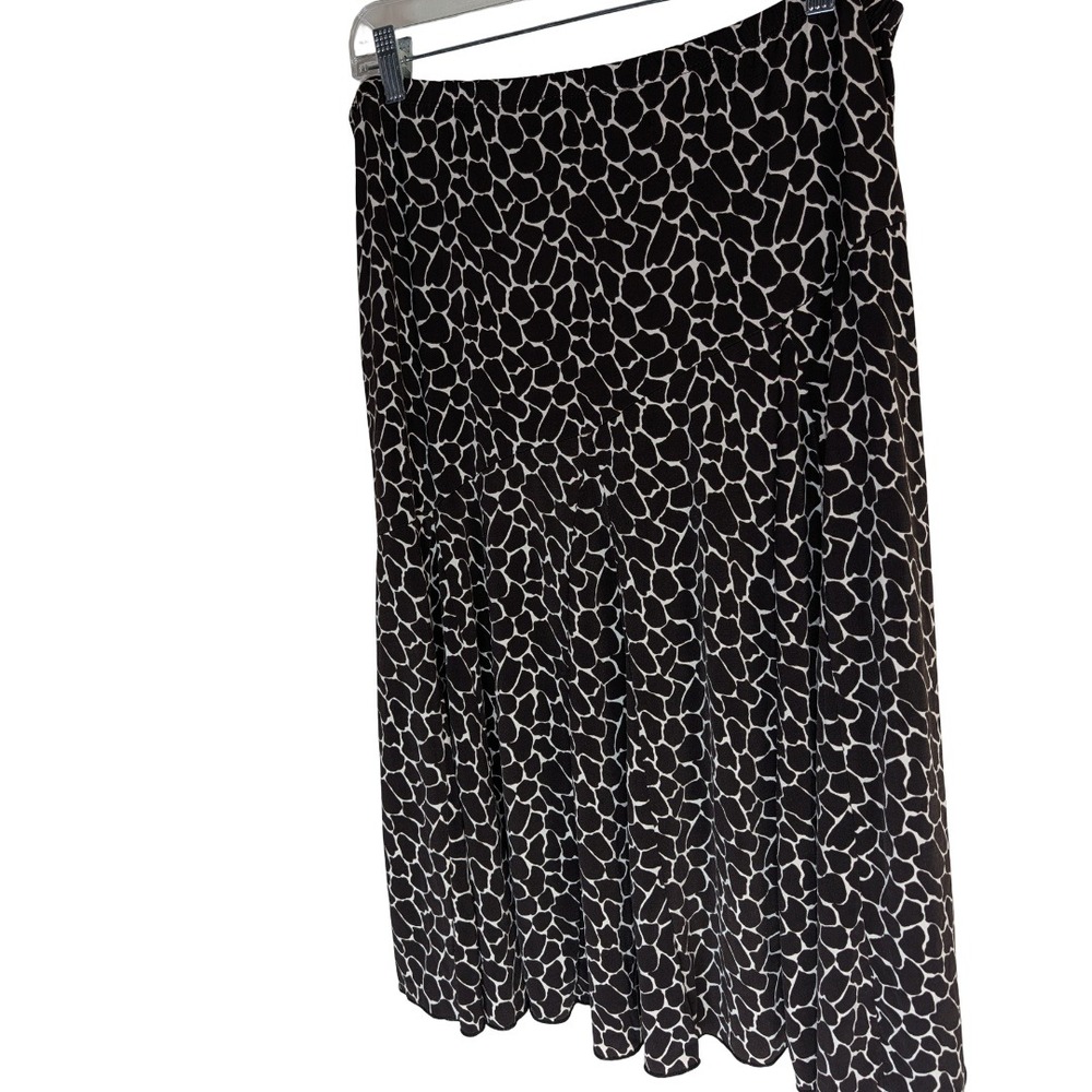 Chico's Midi Skirt Womens Size 2 Large Brown White Giraffe Animal Print Stretch - Picture 6 of 12